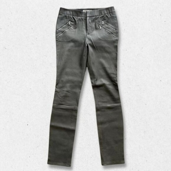 J Brand Claudette Stretch Lambskin Leather Moto Pants-Granite-Women US Size 6 - Picture 4 of 15